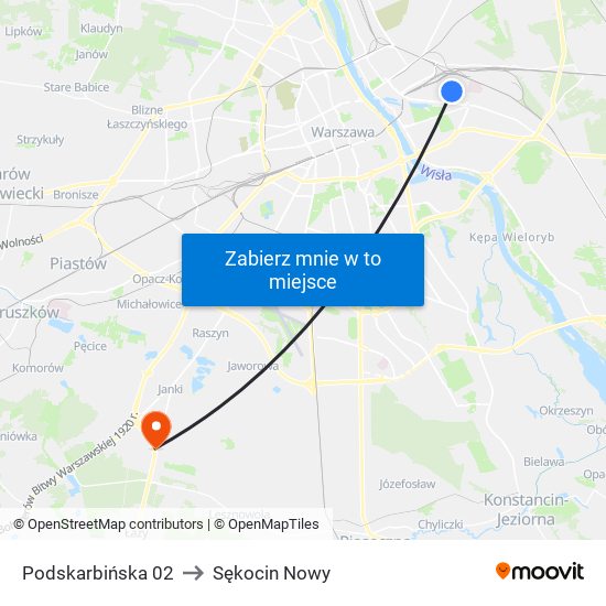 Podskarbińska 02 to Sękocin Nowy map