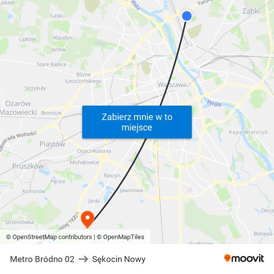 Metro Bródno 02 to Sękocin Nowy map