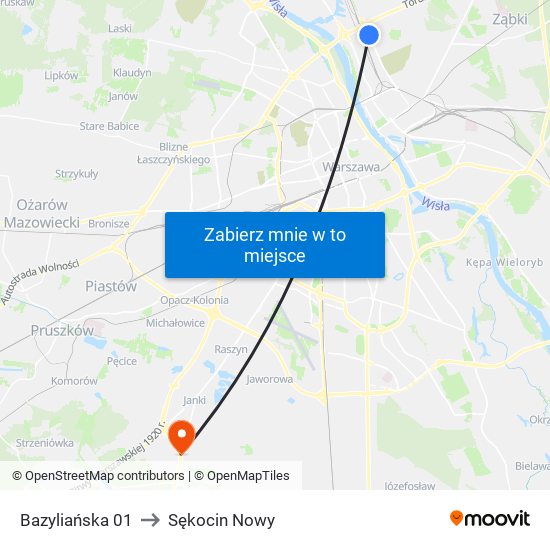 Bazyliańska to Sękocin Nowy map