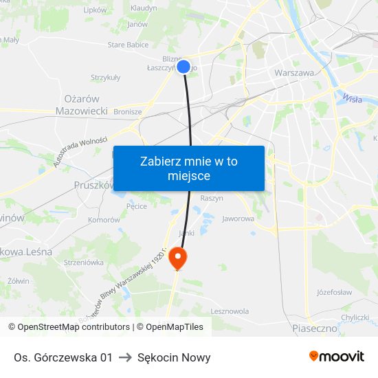 Os. Górczewska 01 to Sękocin Nowy map