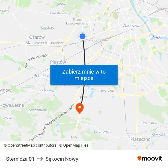 Sternicza to Sękocin Nowy map