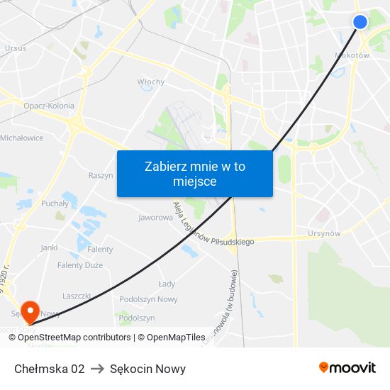 Chełmska 02 to Sękocin Nowy map