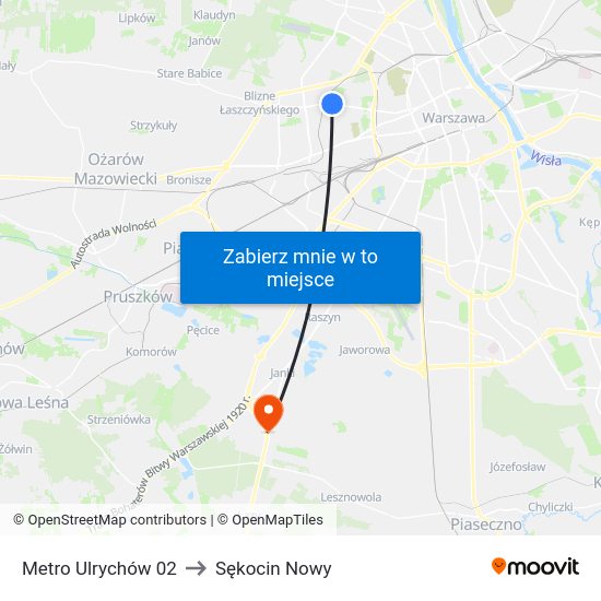 Metro Ulrychów 02 to Sękocin Nowy map