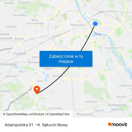 Adampolska 01 to Sękocin Nowy map