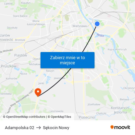 Adampolska to Sękocin Nowy map