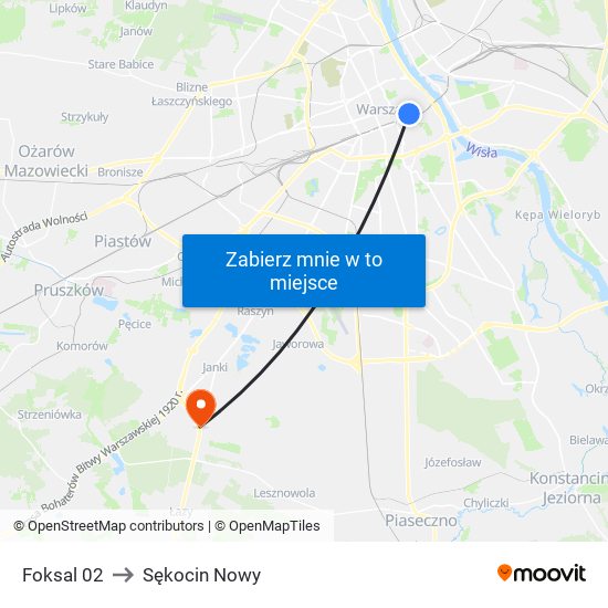 Foksal 02 to Sękocin Nowy map