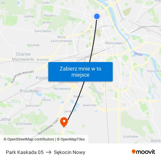 Park Kaskada 05 to Sękocin Nowy map