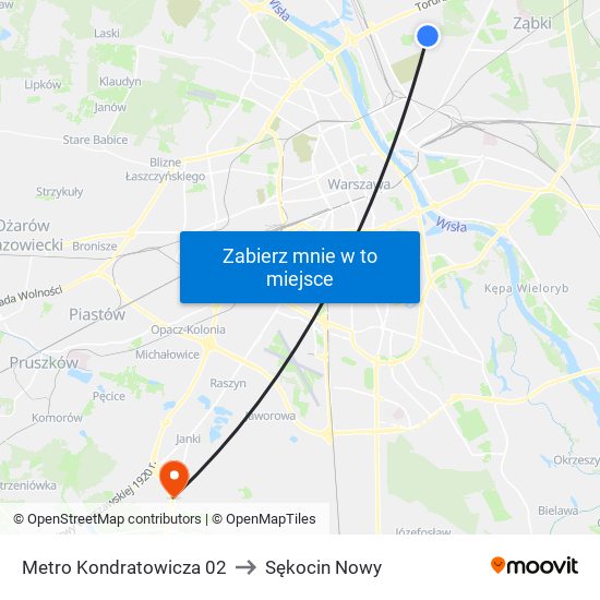 Metro Kondratowicza 02 to Sękocin Nowy map