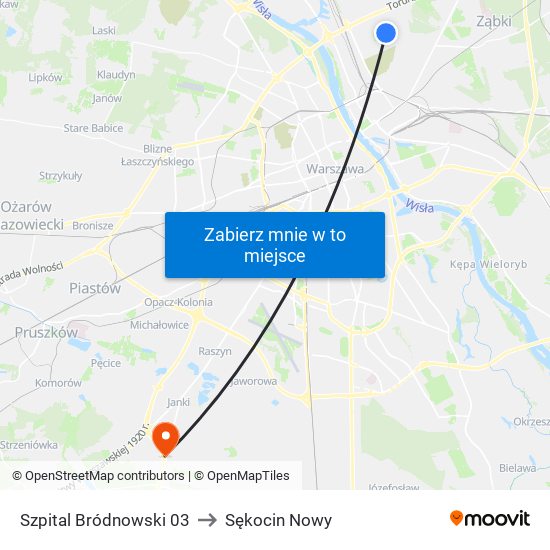 Szpital Bródnowski 03 to Sękocin Nowy map