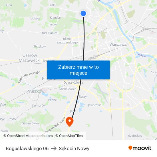 Bogusławskiego 06 to Sękocin Nowy map