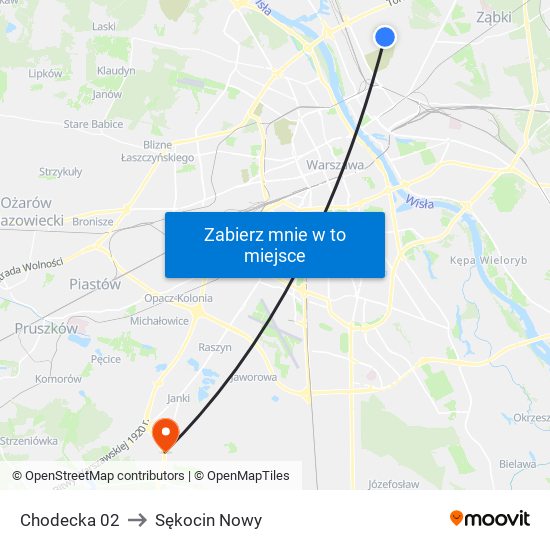 Chodecka to Sękocin Nowy map