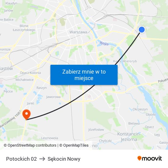 Potockich 02 to Sękocin Nowy map