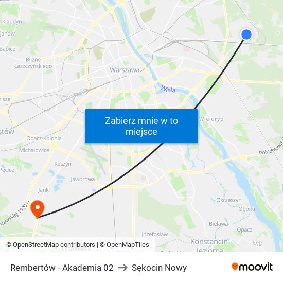 Rembertów - Akademia 02 to Sękocin Nowy map