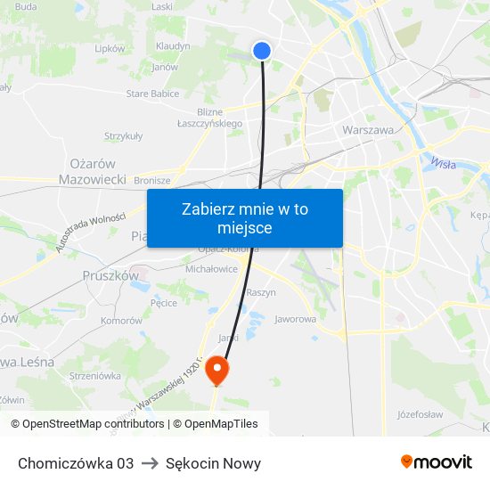 Chomiczówka to Sękocin Nowy map