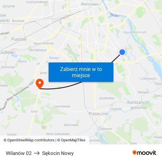 Wilanów 02 to Sękocin Nowy map