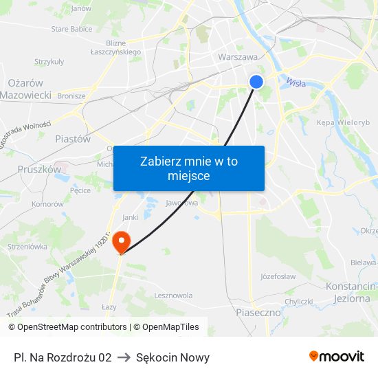 Pl. Na Rozdrożu 02 to Sękocin Nowy map