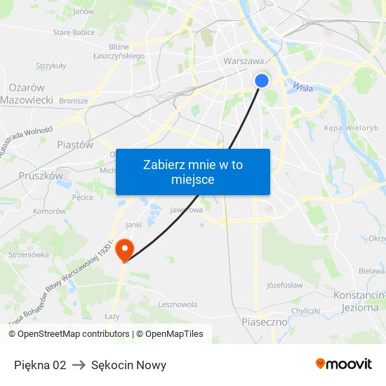 Piękna 02 to Sękocin Nowy map