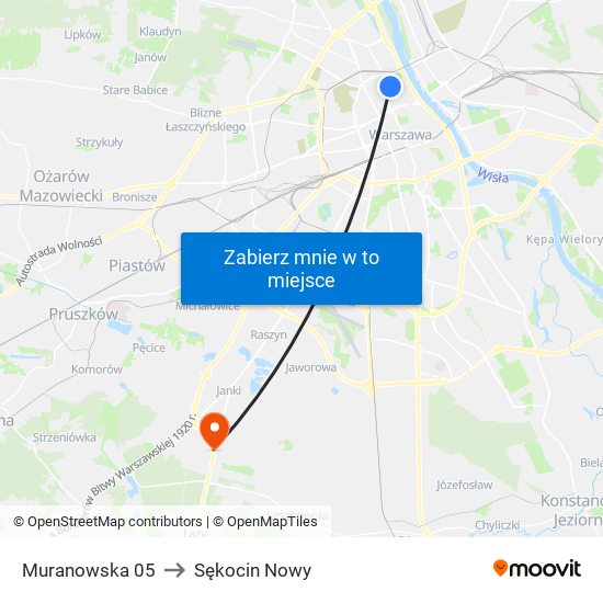 Muranowska 05 to Sękocin Nowy map