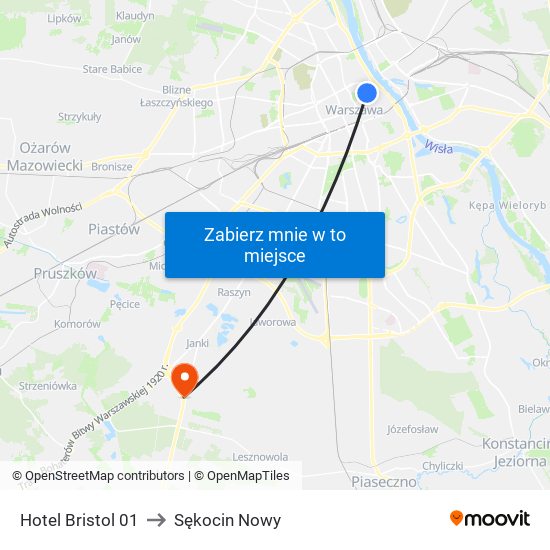 Hotel Bristol 01 to Sękocin Nowy map