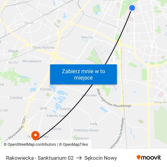 Rakowiecka - Sanktuarium 02 to Sękocin Nowy map