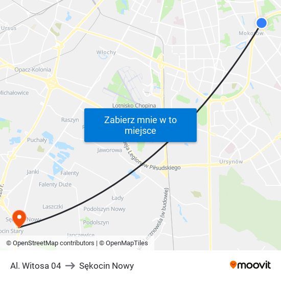 Al. Witosa 04 to Sękocin Nowy map