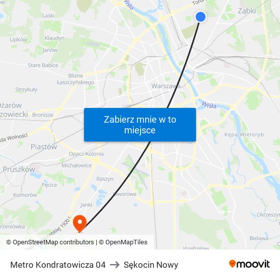 Metro Kondratowicza 04 to Sękocin Nowy map