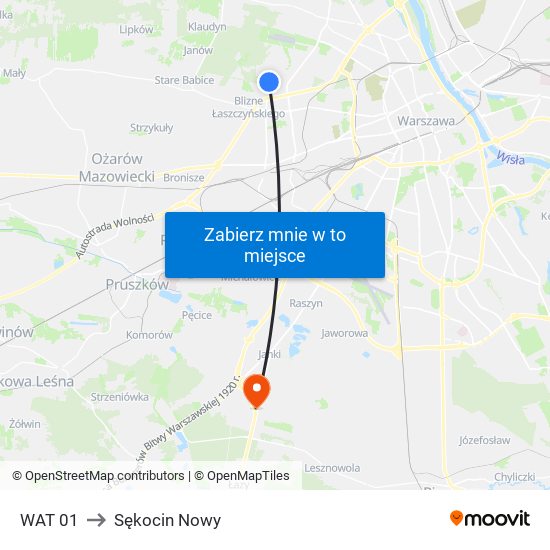 WAT 01 to Sękocin Nowy map