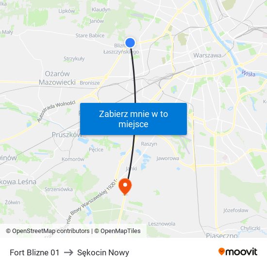 Fort Blizne 01 to Sękocin Nowy map