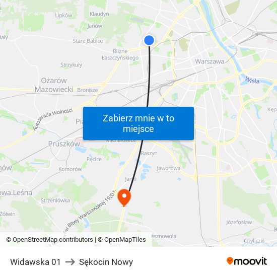 Widawska 01 to Sękocin Nowy map