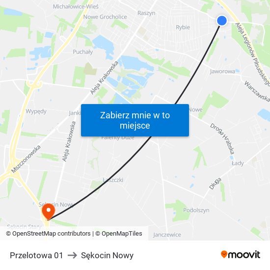 Przelotowa 01 to Sękocin Nowy map