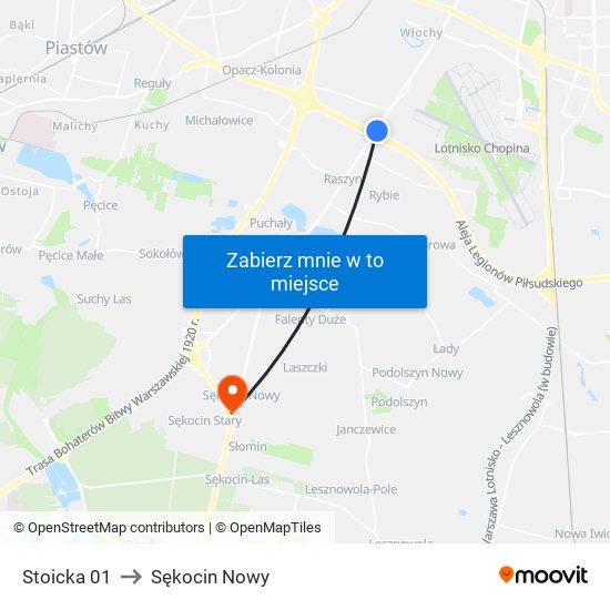 Stoicka 01 to Sękocin Nowy map