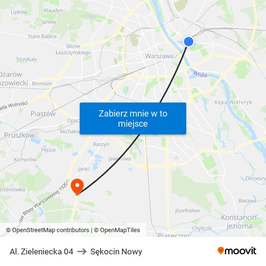 Al. Zieleniecka 04 to Sękocin Nowy map