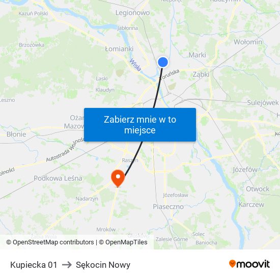 Kupiecka 01 to Sękocin Nowy map