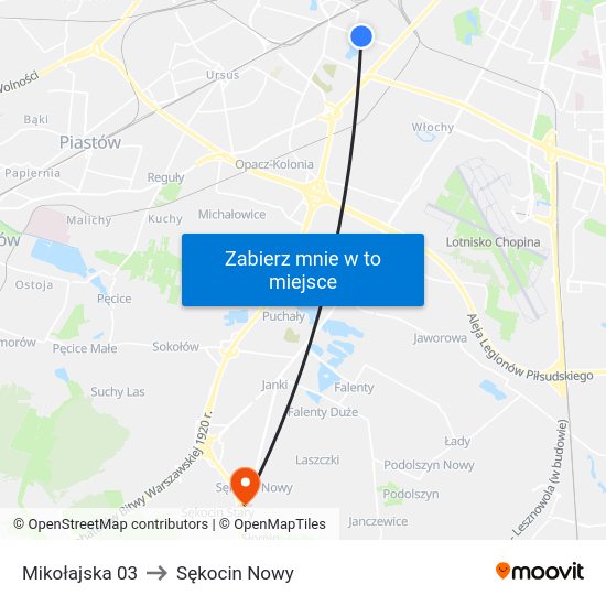 Mikołajska 03 to Sękocin Nowy map