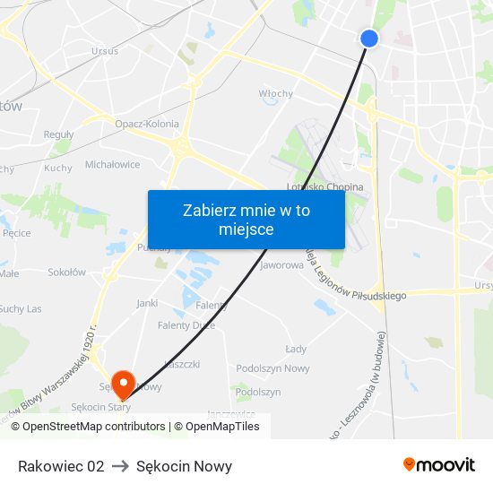 Rakowiec 02 to Sękocin Nowy map