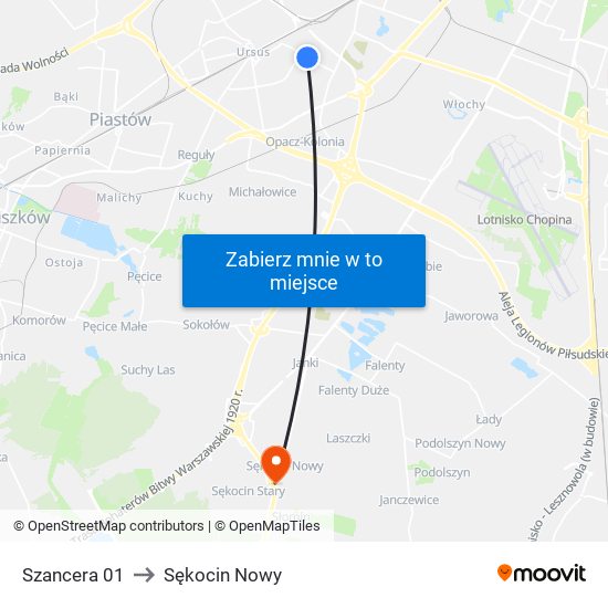 Szancera 01 to Sękocin Nowy map