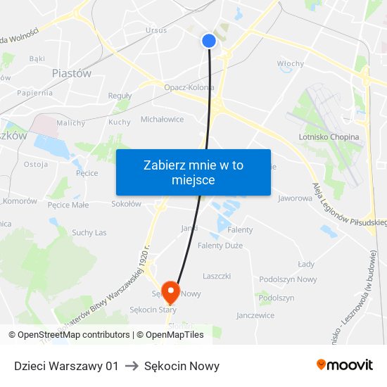 Dzieci Warszawy to Sękocin Nowy map