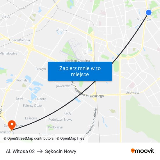 Al. Witosa 02 to Sękocin Nowy map