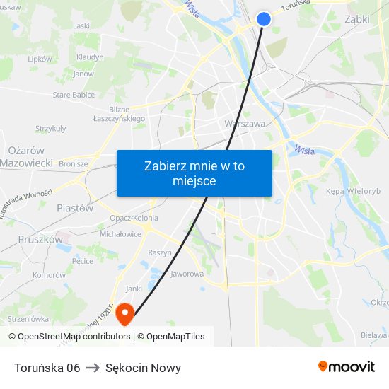 Toruńska 06 to Sękocin Nowy map