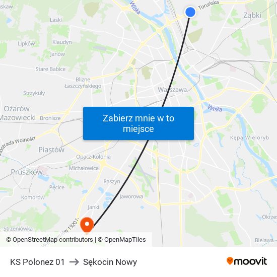 KS Polonez 01 to Sękocin Nowy map