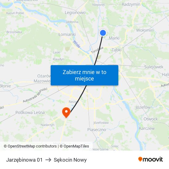 Jarzębinowa 01 to Sękocin Nowy map