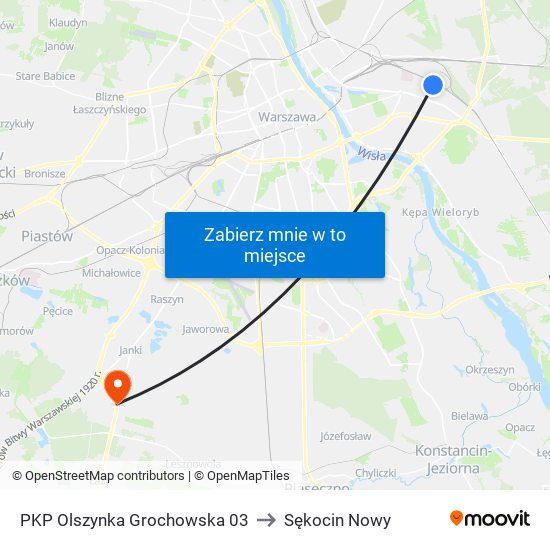 PKP Olszynka Grochowska to Sękocin Nowy map