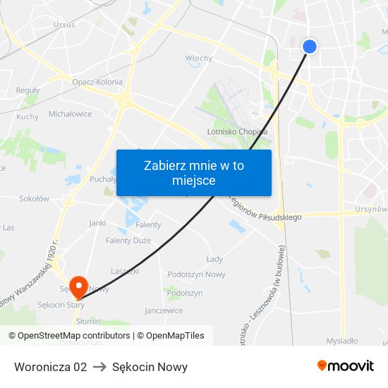 Woronicza 02 to Sękocin Nowy map