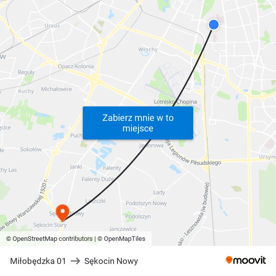 Miłobędzka 01 to Sękocin Nowy map