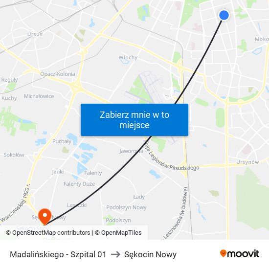 Madalińskiego - Szpital 01 to Sękocin Nowy map