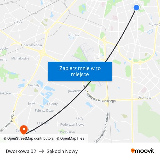 Dworkowa 02 to Sękocin Nowy map