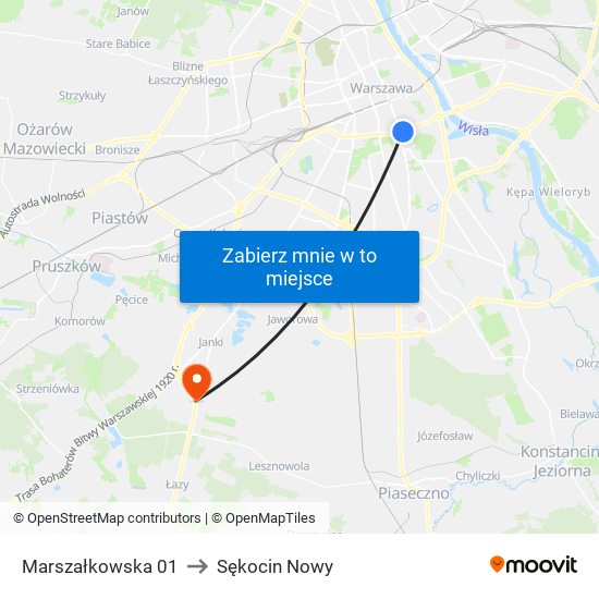 Marszałkowska 01 to Sękocin Nowy map