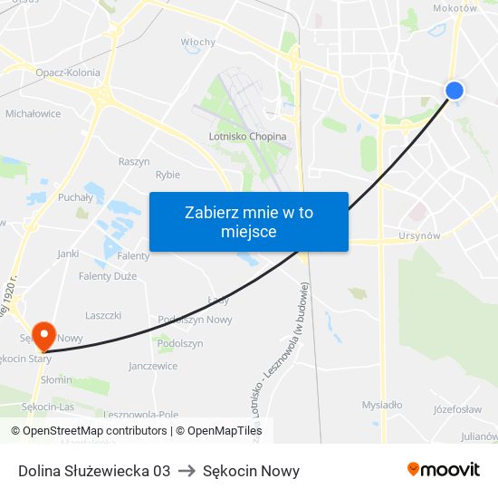 Dolina Służewiecka to Sękocin Nowy map