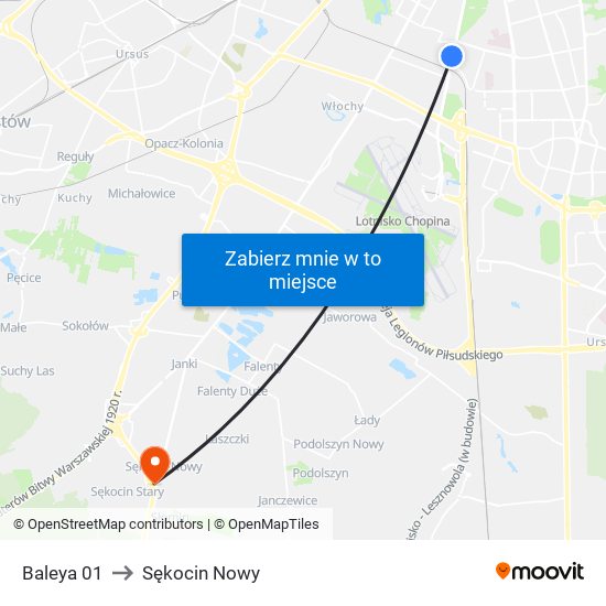 Baleya 01 to Sękocin Nowy map