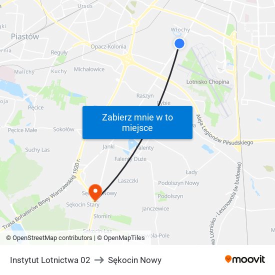 Instytut Lotnictwa to Sękocin Nowy map